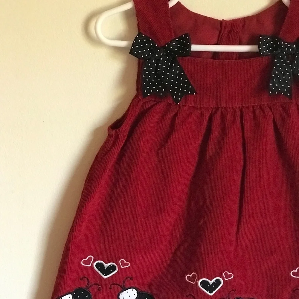 Rare 80’s Vintage Ladybug Appliqué Toddler Dress